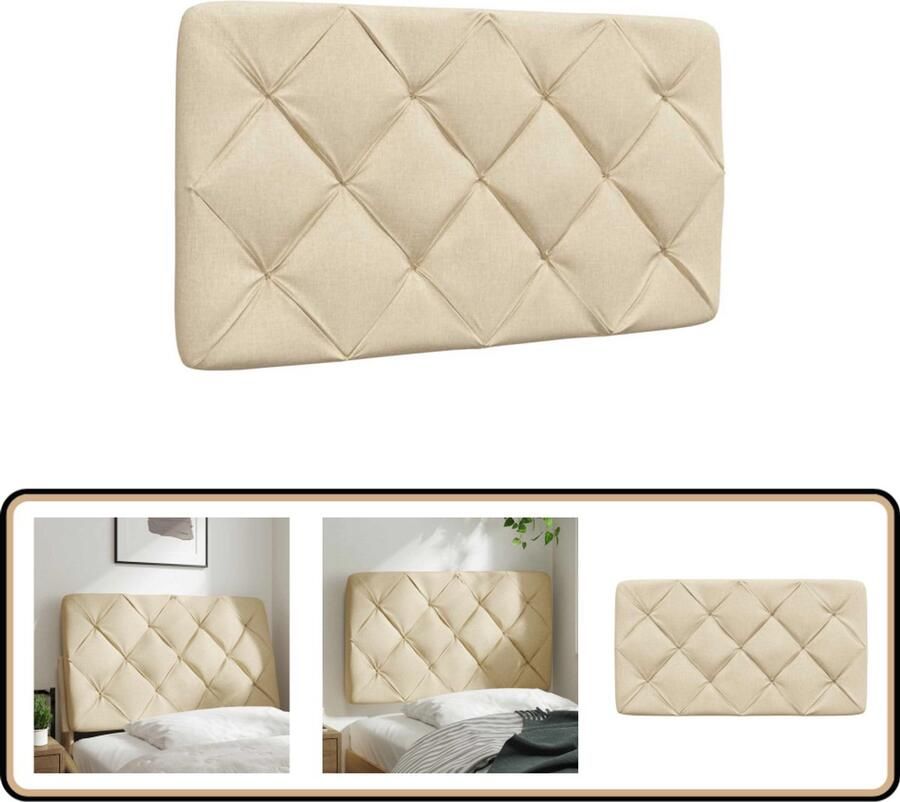 VidaXL Hoofdbordkussen 90 cm Crèmekleurig Hoofdbord Kussen Beddengoed Hoofdkussens Slaapkamer Decoratie Creme Kleur