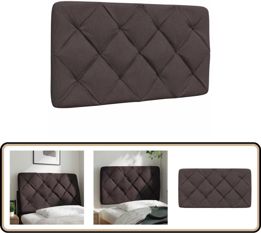 VidaXL Hoofdbordkussen 90 cm Donkerbruin Stof Hoofdbord Kussen Beddakussens Hoofdkusentjes Beddengoed Slaapkamer Decoratie