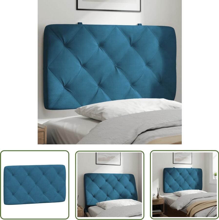 VidaXL Hoofdbordkussen 90 cm fluweel blauw Hoofdbordkussen Velvet Kussens Blauw Kussen Slaapcomfort Hoofdsteun Decoratief Kussen Kamerdecoratie Modern Hoofdbord