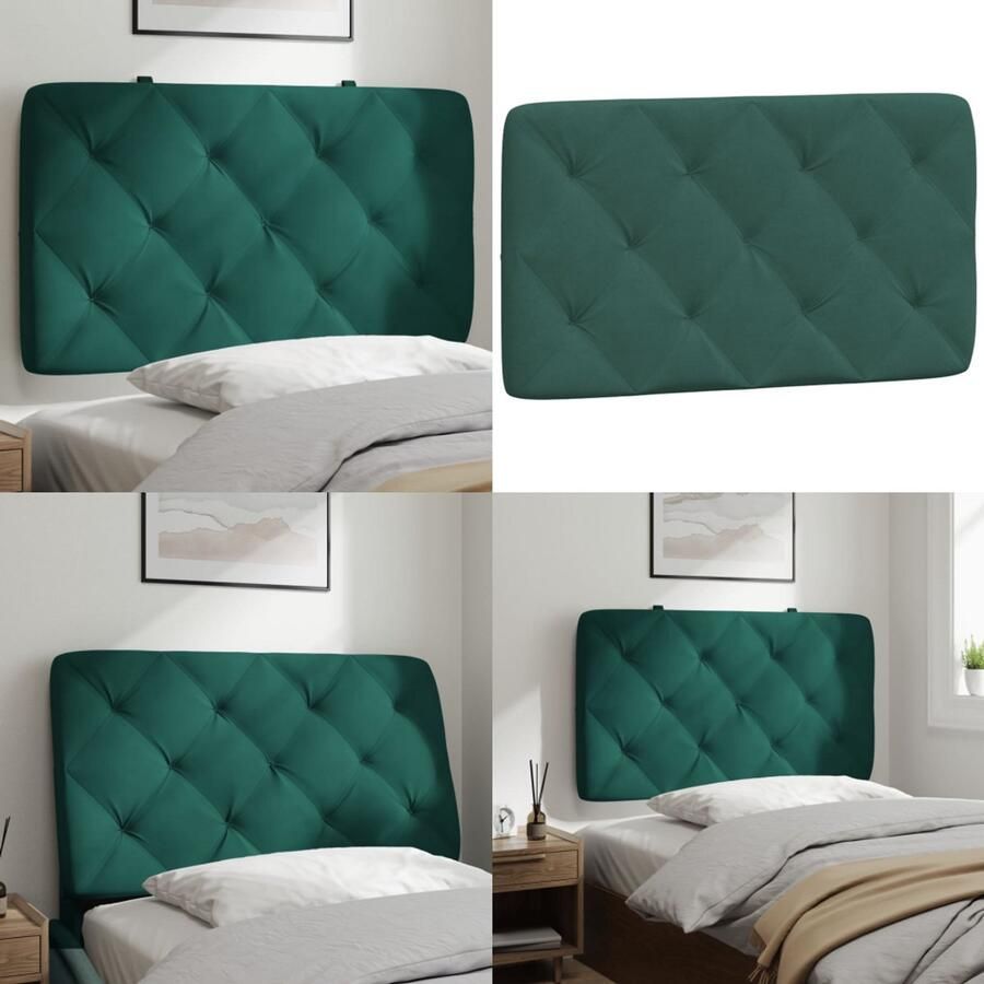 VidaXL Hoofdbordkussen 90 cm fluweel donkergroen Hoofdbordkussen Hoofdbordkussens Hoofdbord Kussen Hoofdeinde Kussen