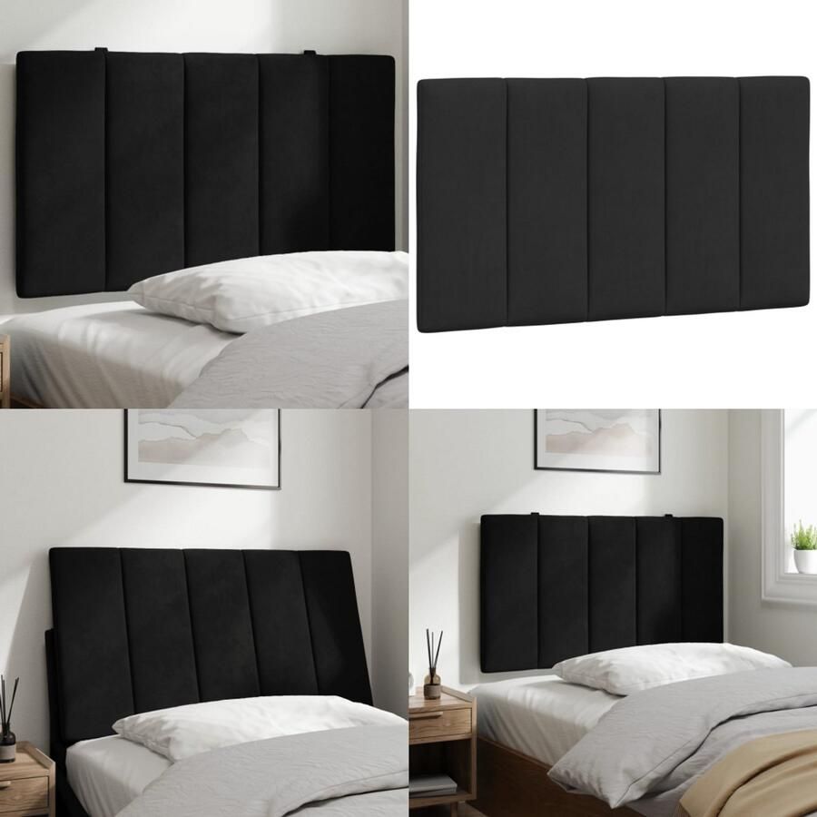 VidaXL Hoofdbordkussen 90 cm fluweel zwart Hoofdbordkussen Hoofdbordkussens Hoofdbord Kussen Hoofdeinde Kussen