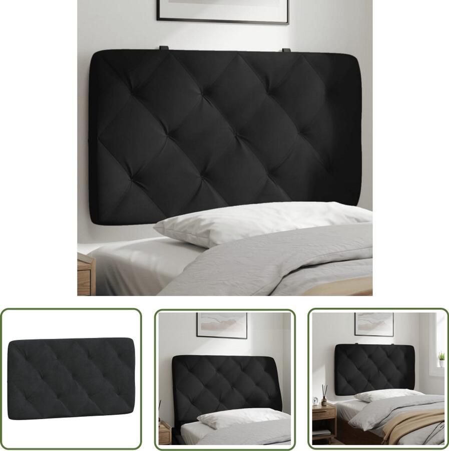 VidaXL Hoofdbordkussen 90 cm Fluweel Zwart Hoofdbordkussen Hoofdkussen Velvet Zwarte Hoofdbord Slaapcomfort Decoratief Kussen Leeshoek Televisiekijken