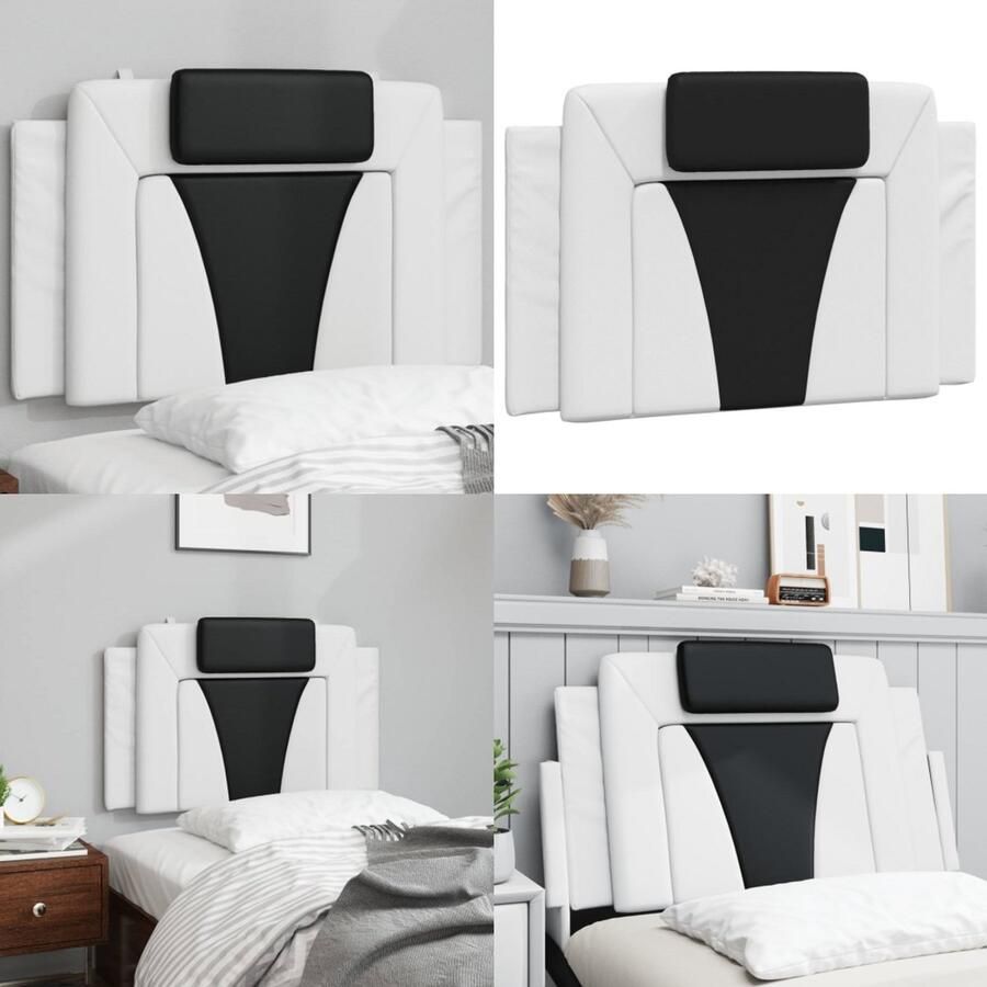 VidaXL Hoofdbordkussen 90 cm kunstleer wit en zwart Hoofdbordkussen Hoofdbordkussens Hoofdbord Kussen Hoofdeinde Kussen