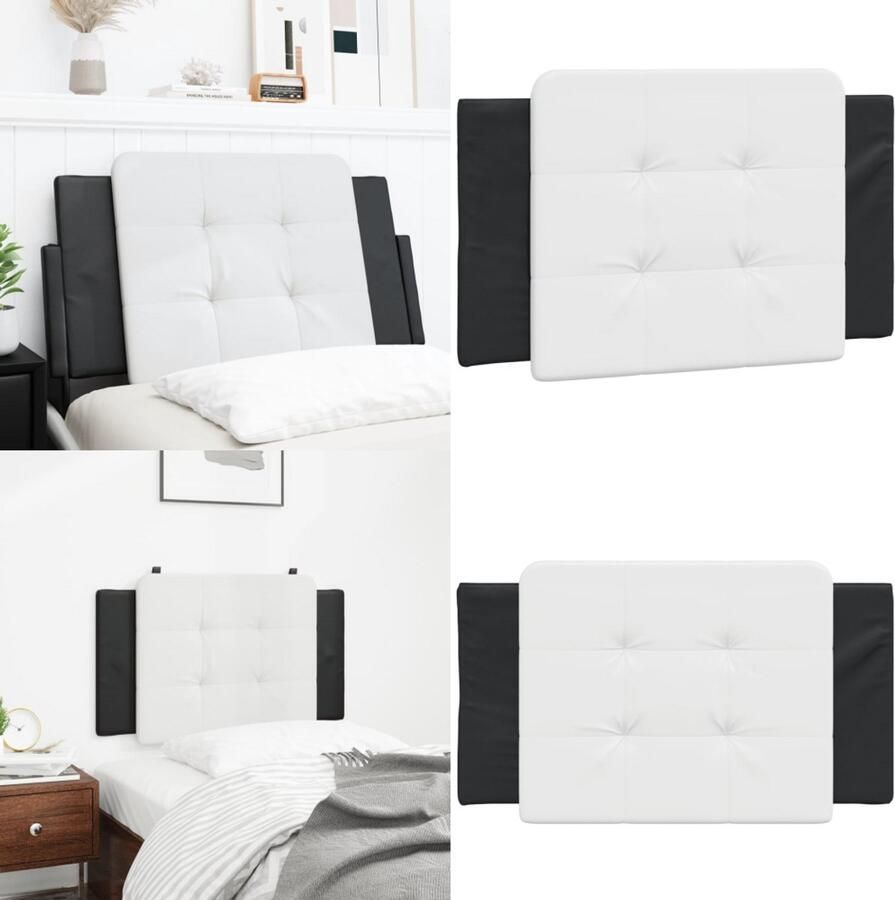 VidaXL Hoofdbordkussen 90 cm kunstleer wit en zwart Hoofdbordkussen Hoofdbordkussens Hoofdbord Kussen Hoofdeinde Kussen - Foto 2