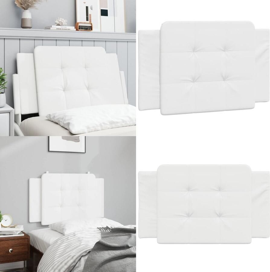 VidaXL Hoofdbordkussen 90 cm kunstleer wit Hoofdbordkussen Hoofdbordkussens Hoofdbord Kussen Hoofdeinde Kussen - Foto 2