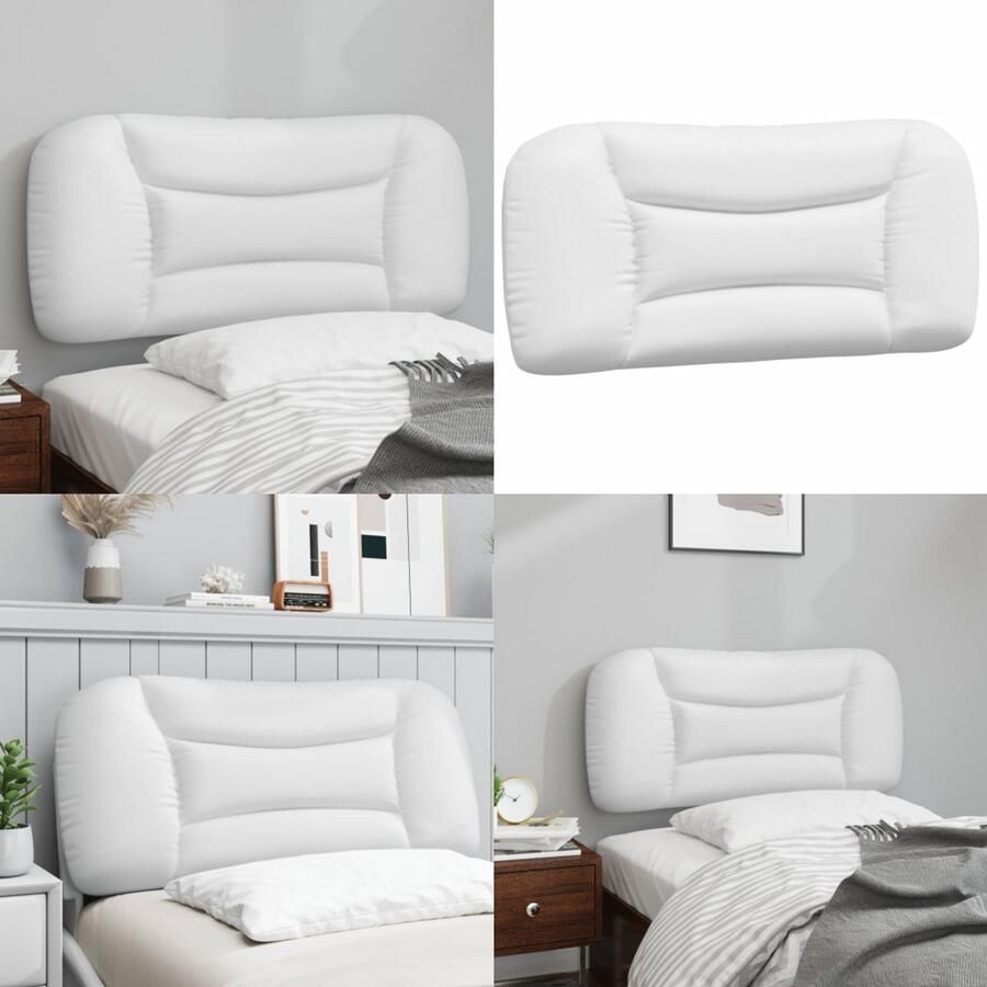 VidaXL Hoofdbordkussen 90 cm kunstleer wit Hoofdbordkussen Hoofdbordkussens Hoofdbord Kussen Hoofdeinde Kussen