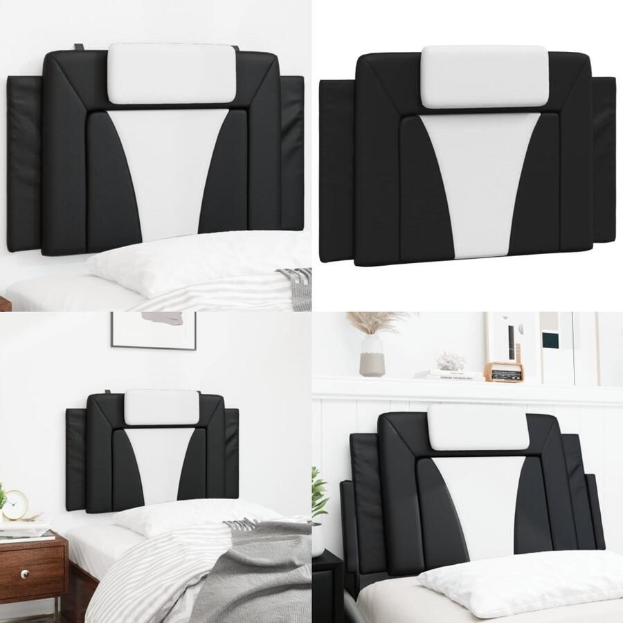 VidaXL Hoofdbordkussen 90 cm kunstleer zwart en wit Hoofdbordkussen Hoofdbordkussens Hoofdbord Kussen Hoofdeinde Kussen