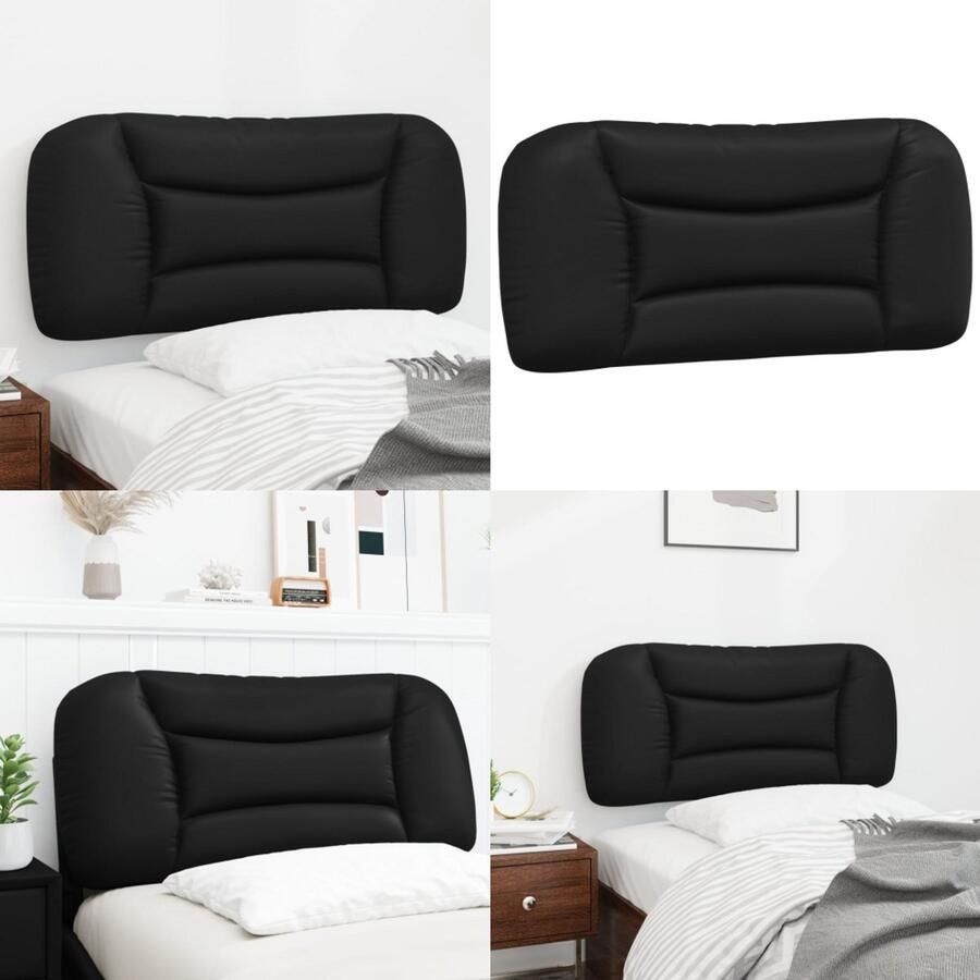 VidaXL Hoofdbordkussen 90 cm kunstleer zwart Hoofdbordkussen Hoofdbordkussens Hoofdbord Kussen Hoofdeinde Kussen - Foto 2