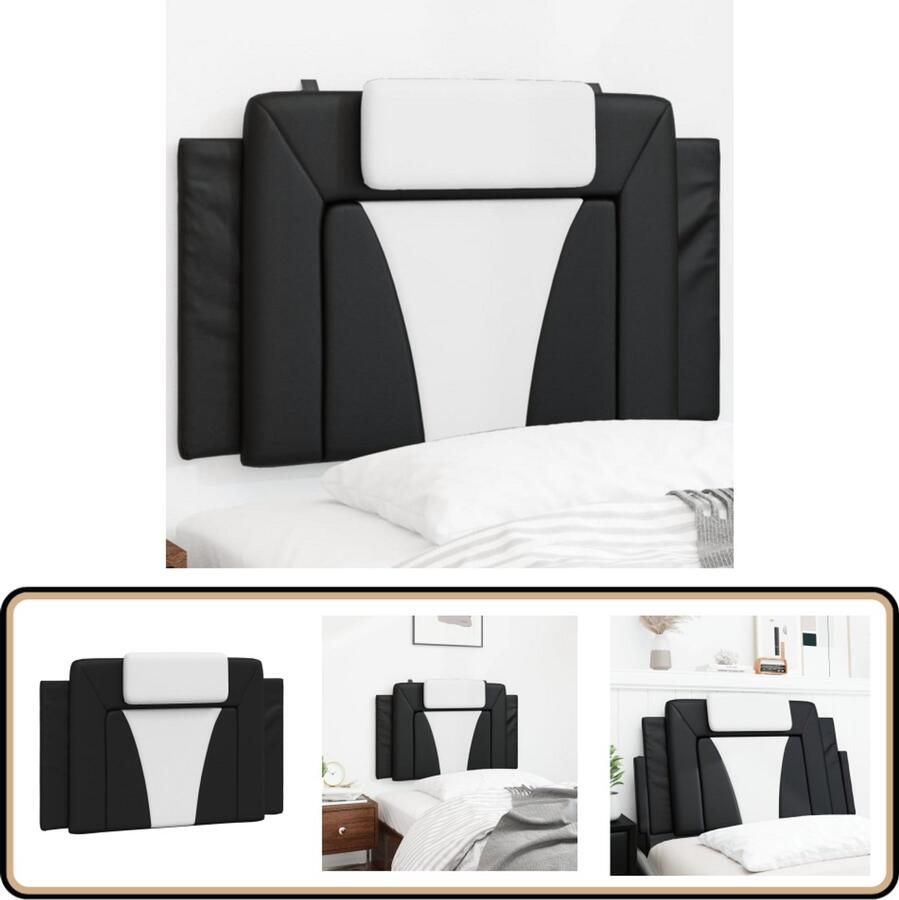 VidaXL Hoofdbordkussen 90 cm Kunstleer Zwart Wit Hoofdbordkussen Hoofdkussen Kunstleer Zwarte Hoofdbord Witte Hoofdbord Leeshoek Televisiekijken Ergonomisch Decoratief Modern Klassiek