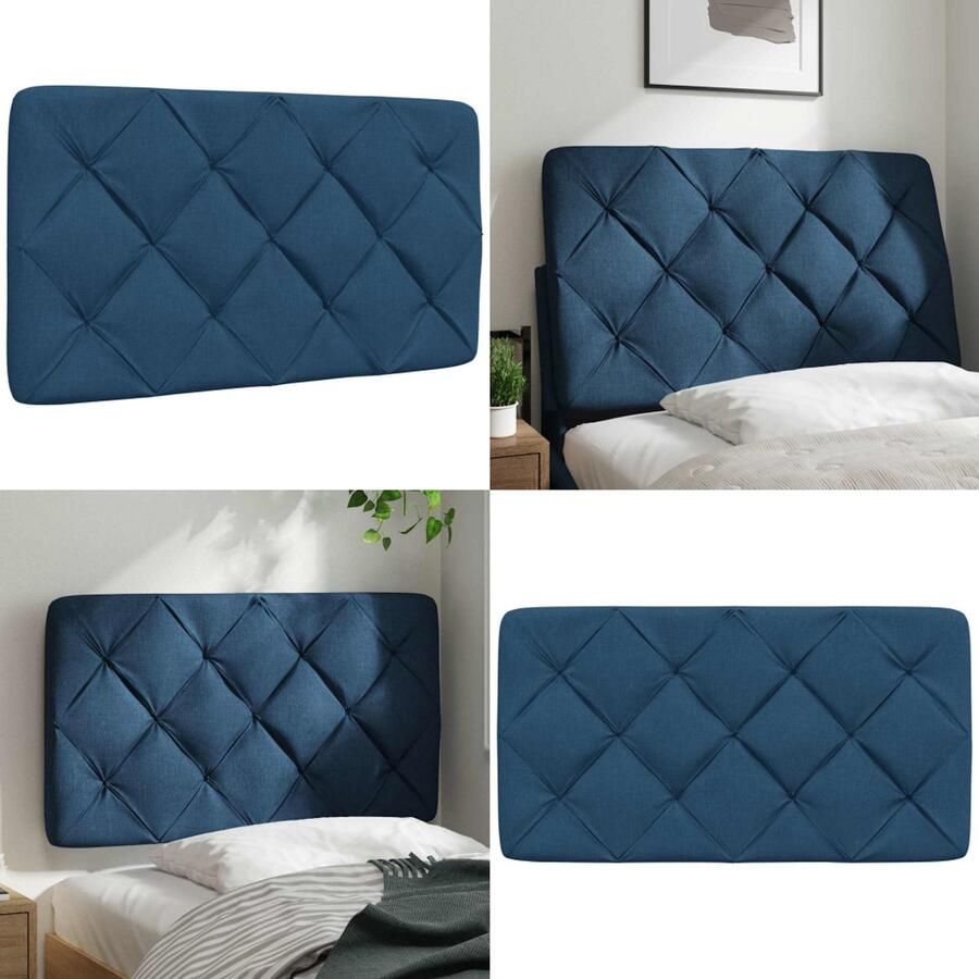 VidaXL Hoofdbordkussen 90 cm stof blauw Hoofdbordkussen Hoofdbordkussens Hoofdbord Kussen Hoofdeinde Kussen