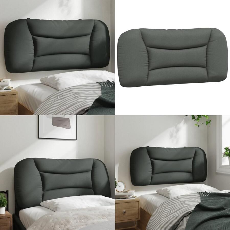 VidaXL Hoofdbordkussen 90 cm stof donkergrijs Hoofdbordkussen Hoofdbordkussens Hoofdbord Kussen Hoofdeinde Kussen