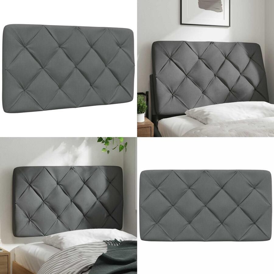 VidaXL Hoofdbordkussen 90 cm stof donkergrijs Hoofdbordkussen Hoofdbordkussens Hoofdbord Kussen Hoofdeinde Kussen