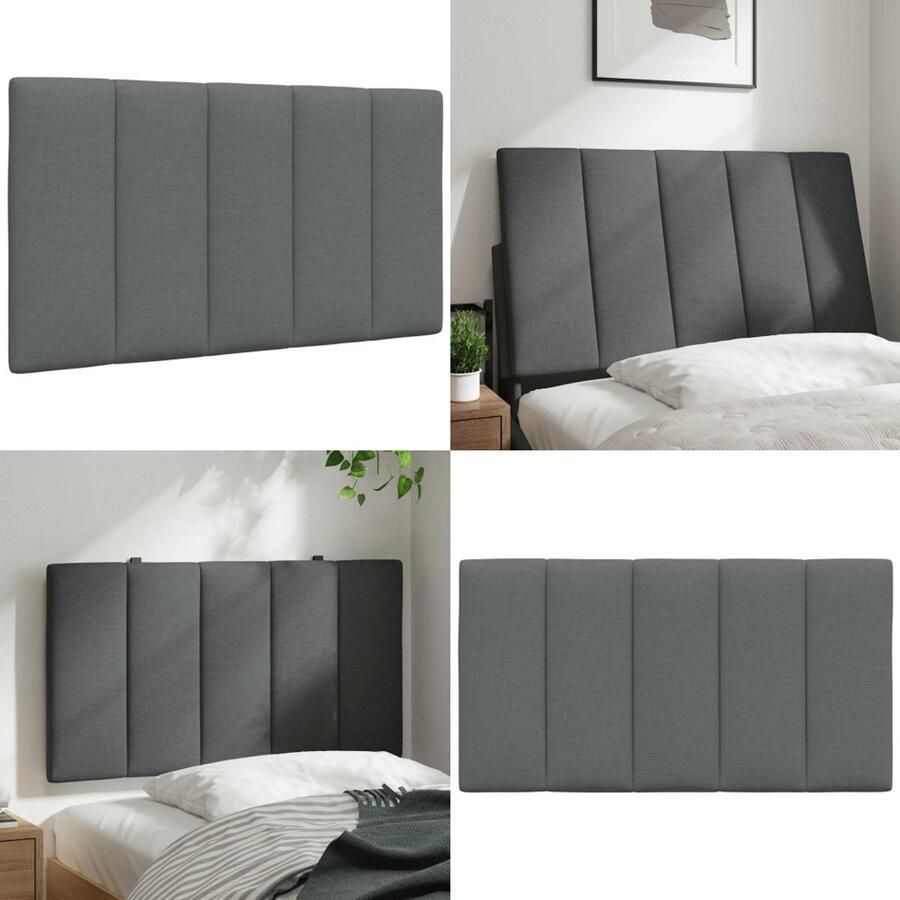 VidaXL Hoofdbordkussen 90 cm stof donkergrijs Hoofdbordkussen Hoofdbordkussens Hoofdbord Kussen Hoofdeinde Kussen