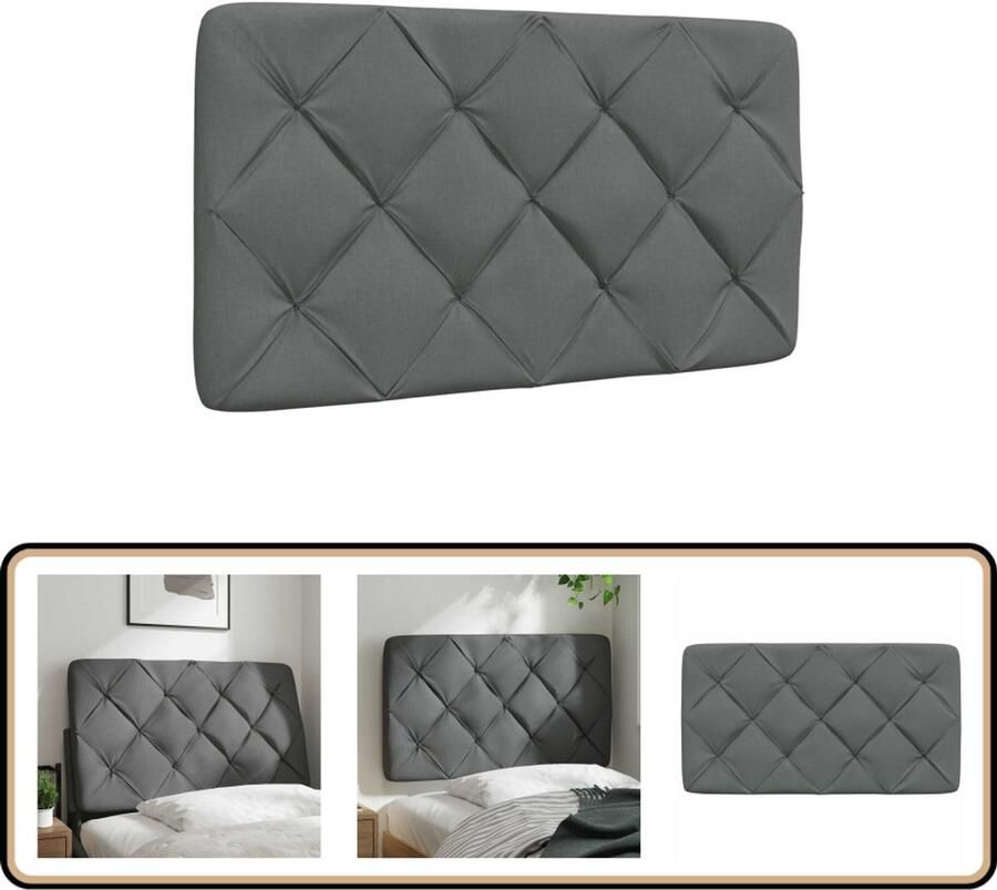 VidaXL Hoofdbordkussen 90 cm Stof Donkergrijs Hoofdbordkussen Hoofdbordkussens Hoofdbord Kussen Hoofdeinde Kussen