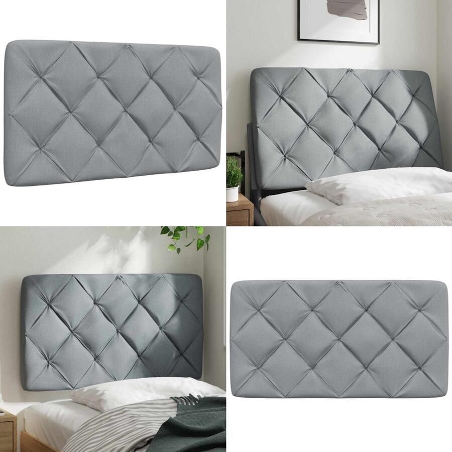 VidaXL Hoofdbordkussen 90 cm stof lichtgrijs Hoofdbordkussen Hoofdbordkussens Hoofdbord Kussen Hoofdeinde Kussen