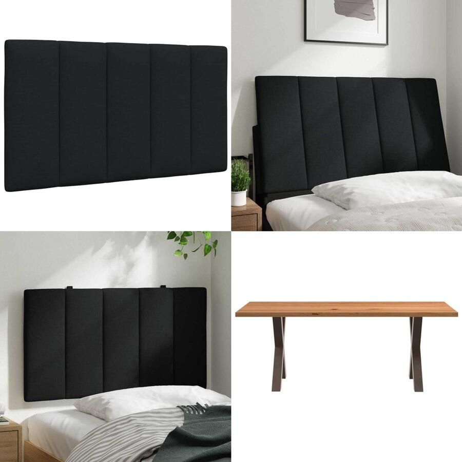 VidaXL Hoofdbordkussen 90 cm stof zwart Hoofdbordkussen Hoofdbordkussens Hoofdbord Kussen Hoofdeinde Kussen
