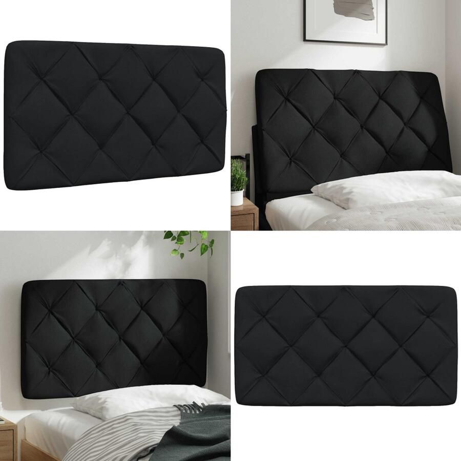 VidaXL Hoofdbordkussen 90 cm stof zwart Hoofdbordkussen Hoofdbordkussens Hoofdbord Kussen Hoofdeinde Kussen