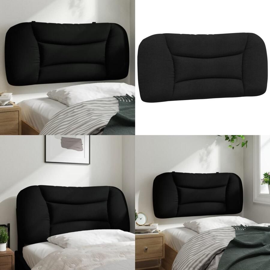 VidaXL Hoofdbordkussen 90 cm stof zwart Hoofdbordkussen Hoofdbordkussens Hoofdbord Kussen Hoofdeinde Kussen
