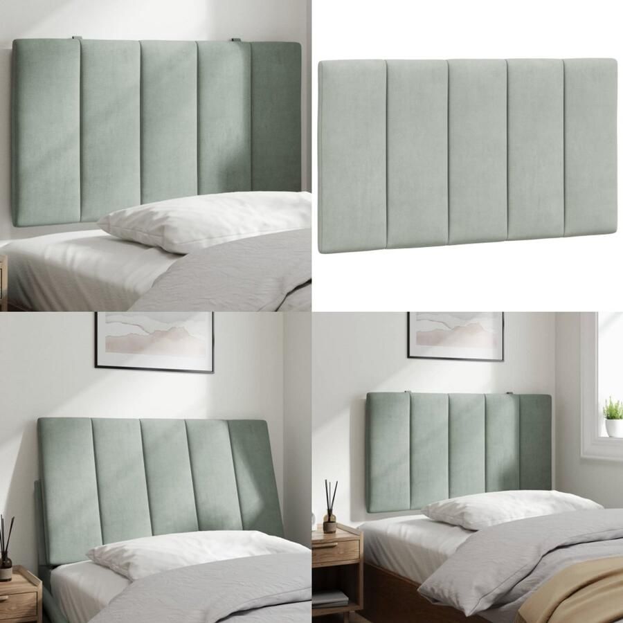 VidaXL Hoofdbordkussen 90 cm velvet lichtgrijs Hoofdbordkussen Hoofdbordkussens Hoofdbord Kussen Hoofdeinde Kussen