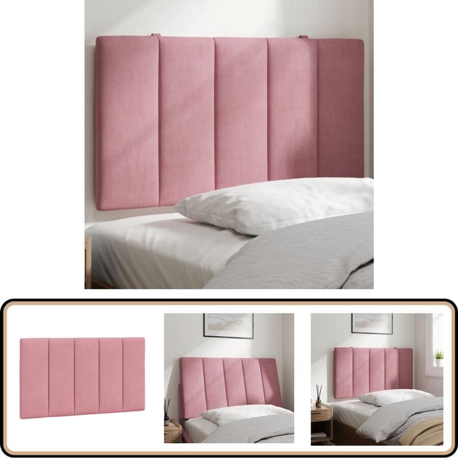 VidaXL Hoofdbordkussen Fluweel 90 cm Roze Hoofdbord Kussen Hoofdkussens Bed Bedaccessoires Velours Kussen Roze Kussen