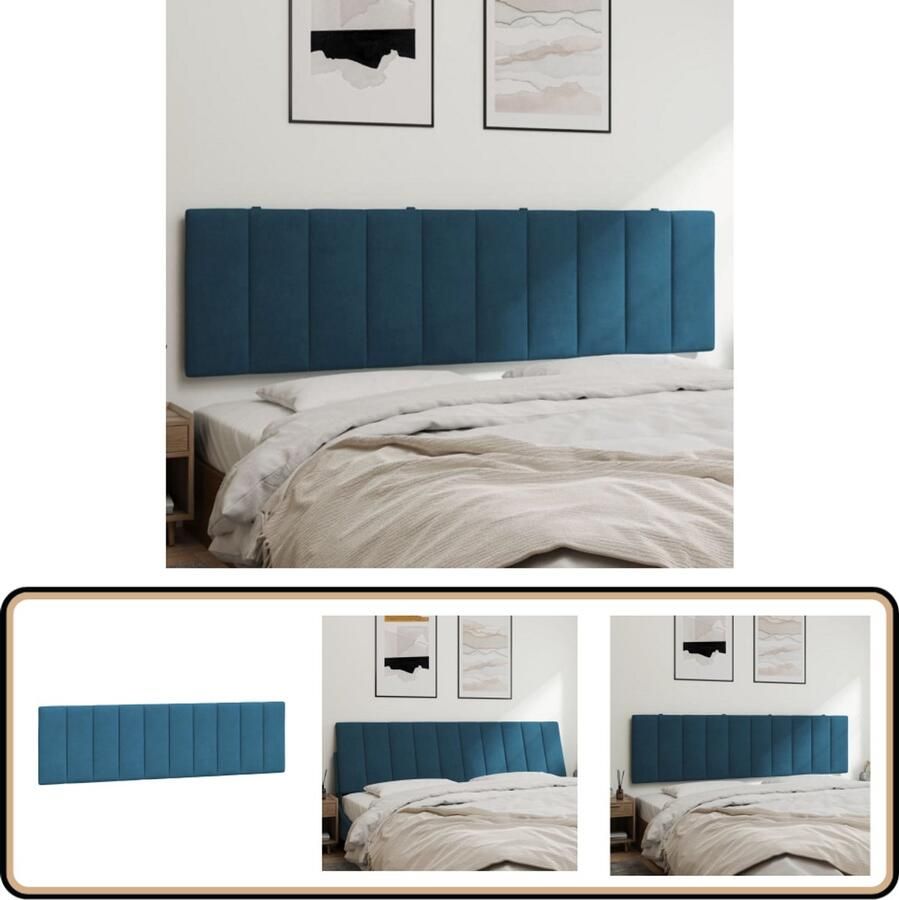 VidaXL Hoofdbordkussen Fluweel Blauw 180 cm Hoofdkussen Fluweel Blauwwaarig Hoofdbord Beddecoratie