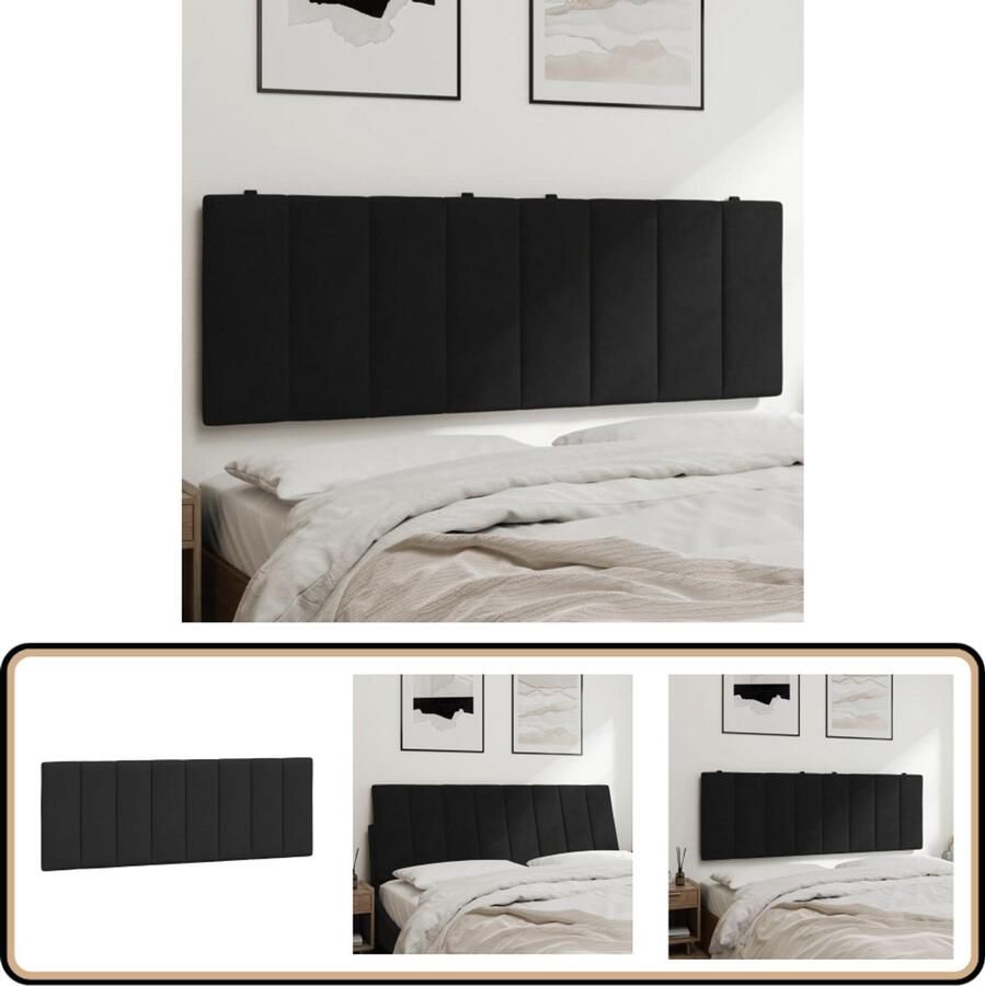 VidaXL Hoofdbordkussen Fluweel Zwart 140 cm Hoofdbordkussen Hoofdkussen Fluweel Zwarte Hoofdbord Luxe Hoofdkussen