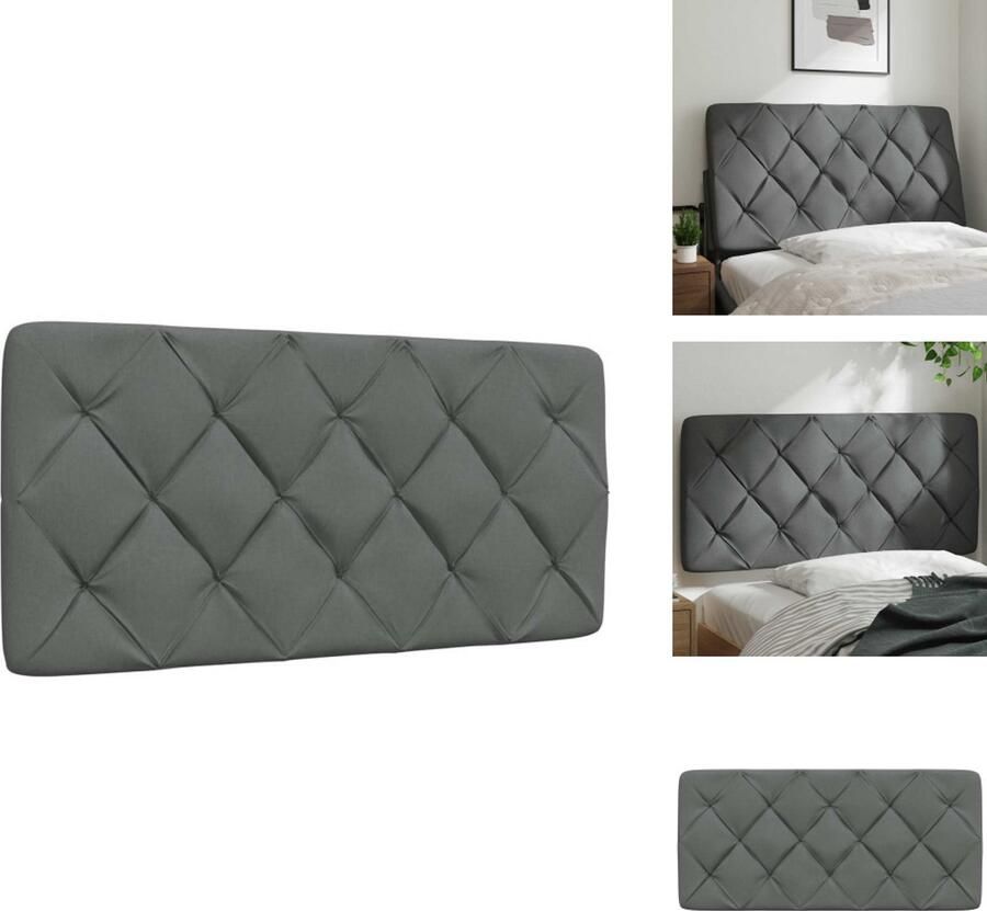 VidaXL Hoofdbordkussen Hoofdbordkussens Hoofdbord Kussen Hoofdeinde Kussen Hoofdbordkussen 100 cm stof donkergrijs - Foto 2