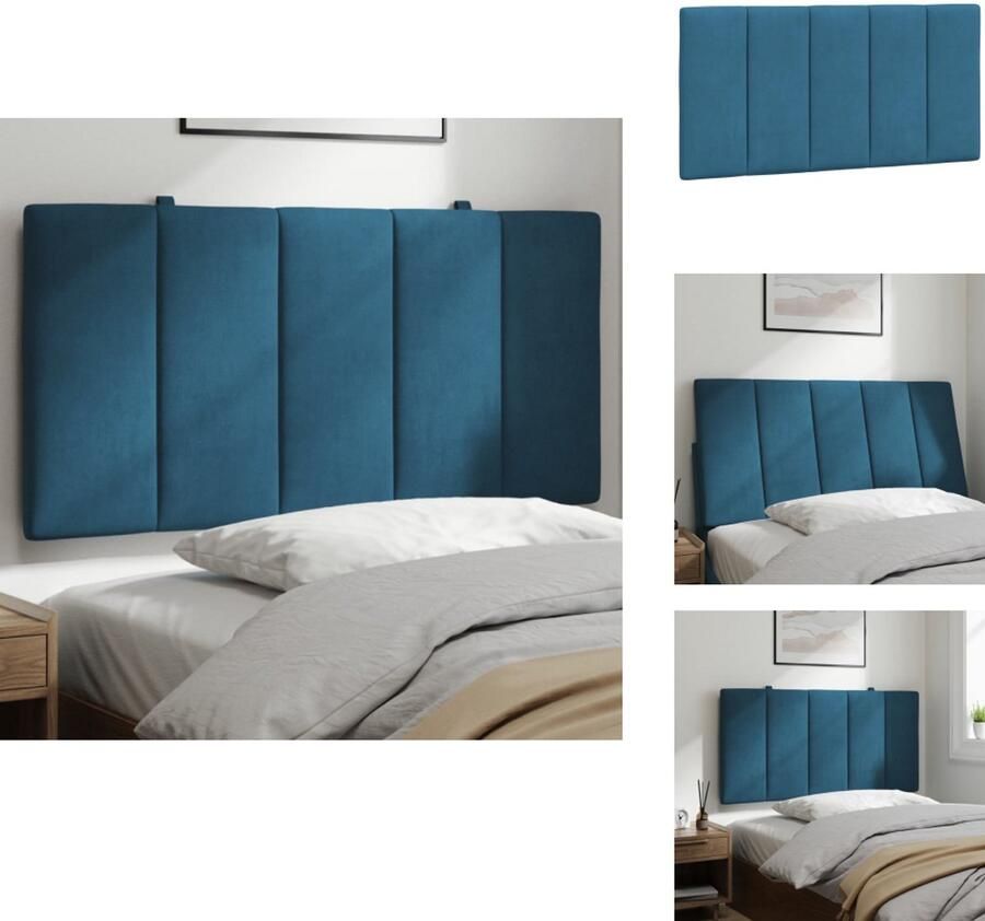 VidaXL Hoofdbordkussen Hoofdbordkussens Hoofdbord Kussen Hoofdeinde Kussen Hoofdbordkussen 100 cm fluweel blauw