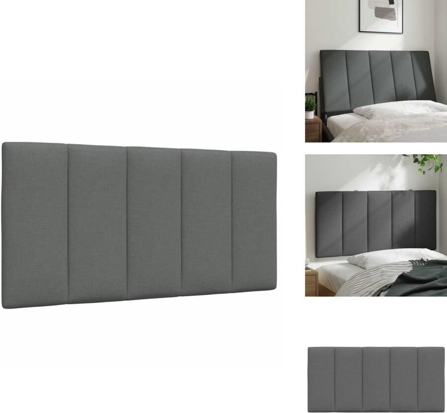 VidaXL Hoofdbordkussen Hoofdbordkussens Hoofdbord Kussen Hoofdeinde Kussen Hoofdbordkussen 100 cm stof donkergrijs