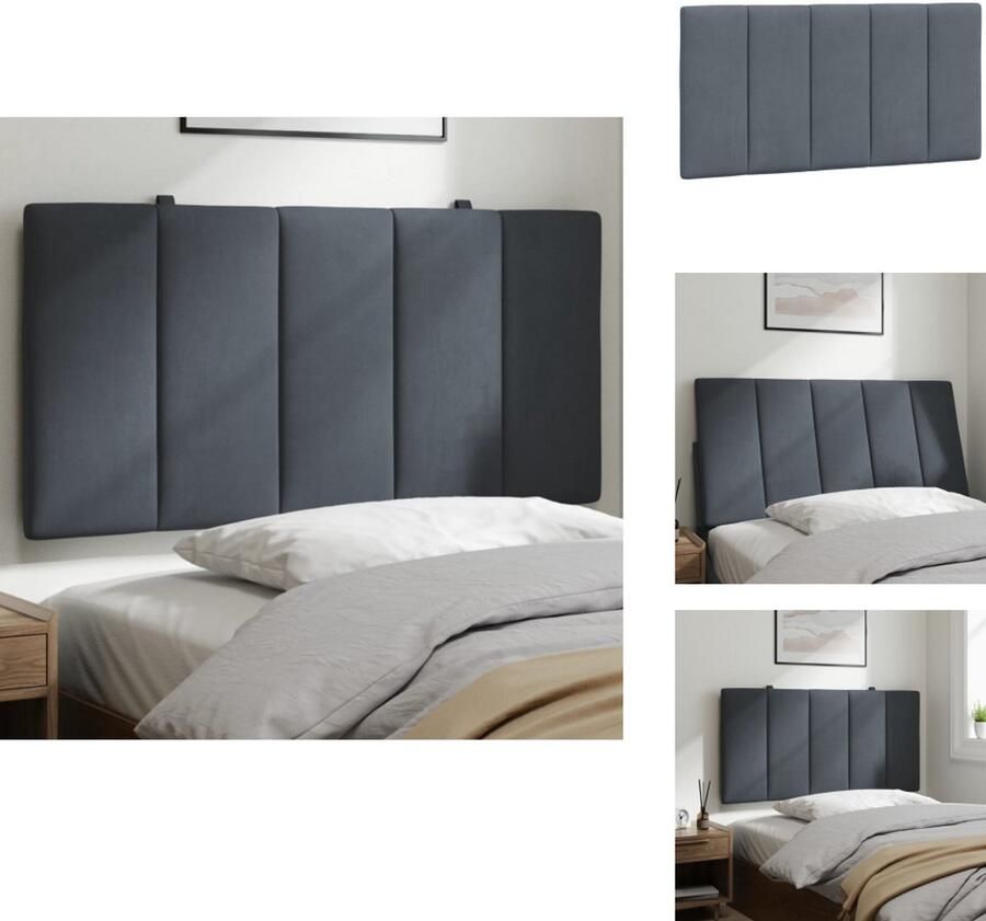 VidaXL Hoofdbordkussen Hoofdbordkussens Hoofdbord Kussen Hoofdeinde Kussen Hoofdbordkussen 100 cm fluweel donkergrijs