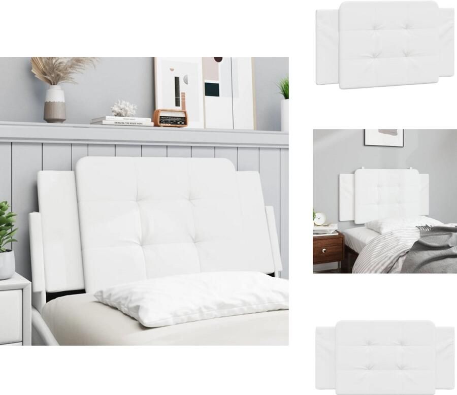 VidaXL Hoofdbordkussen Hoofdbordkussens Hoofdbord Kussen Hoofdeinde Kussen Hoofdbordkussen 100 cm kunstleer wit - Foto 2