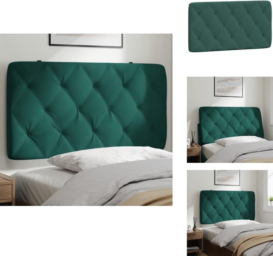 VidaXL Hoofdbordkussen Hoofdbordkussens Hoofdbord Kussen Hoofdeinde Kussen Hoofdbordkussen 100 cm fluweel donkergroen