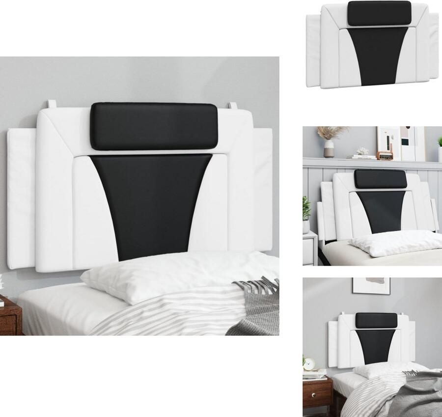 VidaXL Hoofdbordkussen Hoofdbordkussens Hoofdbord Kussen Hoofdeinde Kussen Hoofdbordkussen 100 cm kunstleer wit en zwart