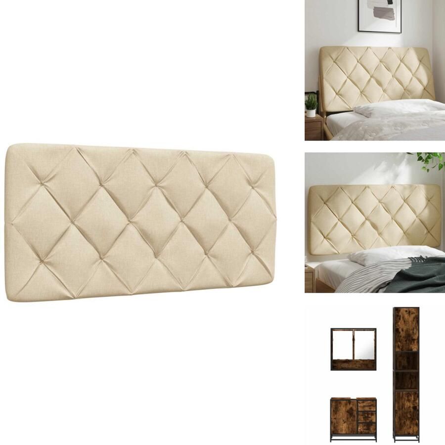 VidaXL Hoofdbordkussen Hoofdbordkussens Hoofdbord Kussen Hoofdeinde Kussen Hoofdbordkussen 100 cm stof crèmekleurig