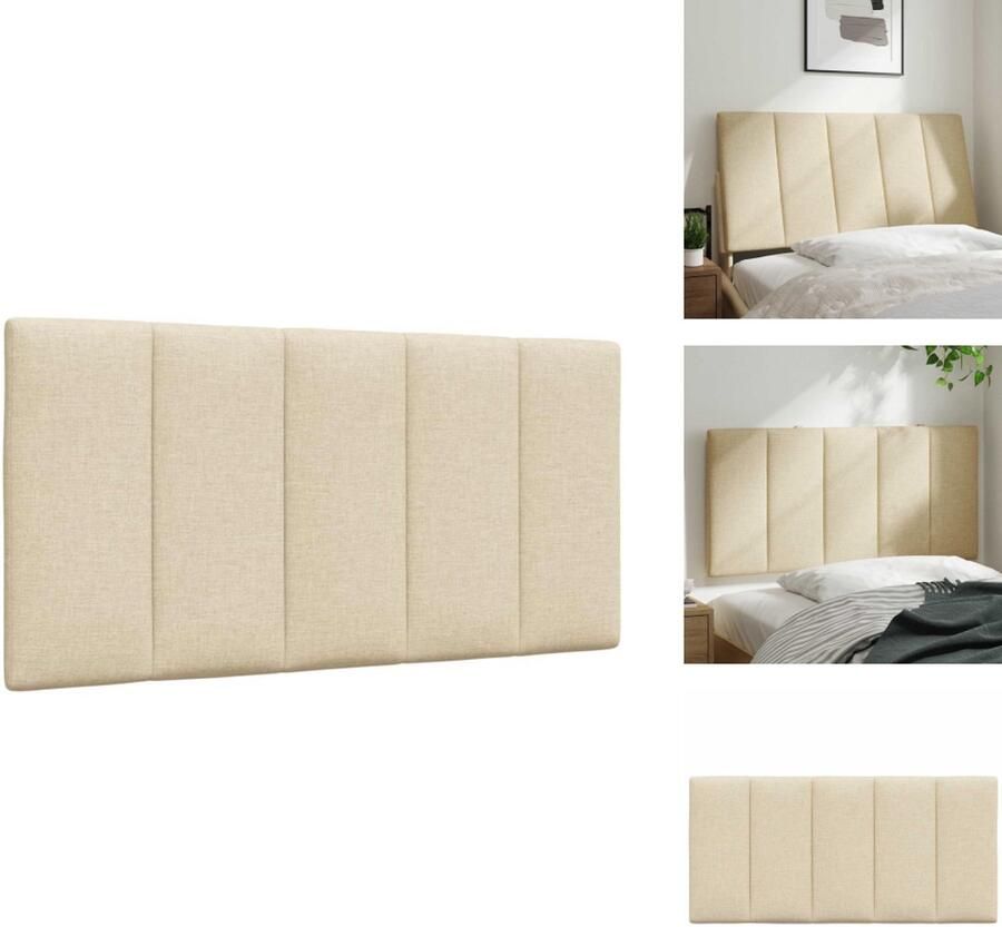 VidaXL Hoofdbordkussen Hoofdbordkussens Hoofdbord Kussen Hoofdeinde Kussen Hoofdbordkussen 100 cm stof crèmekleurig