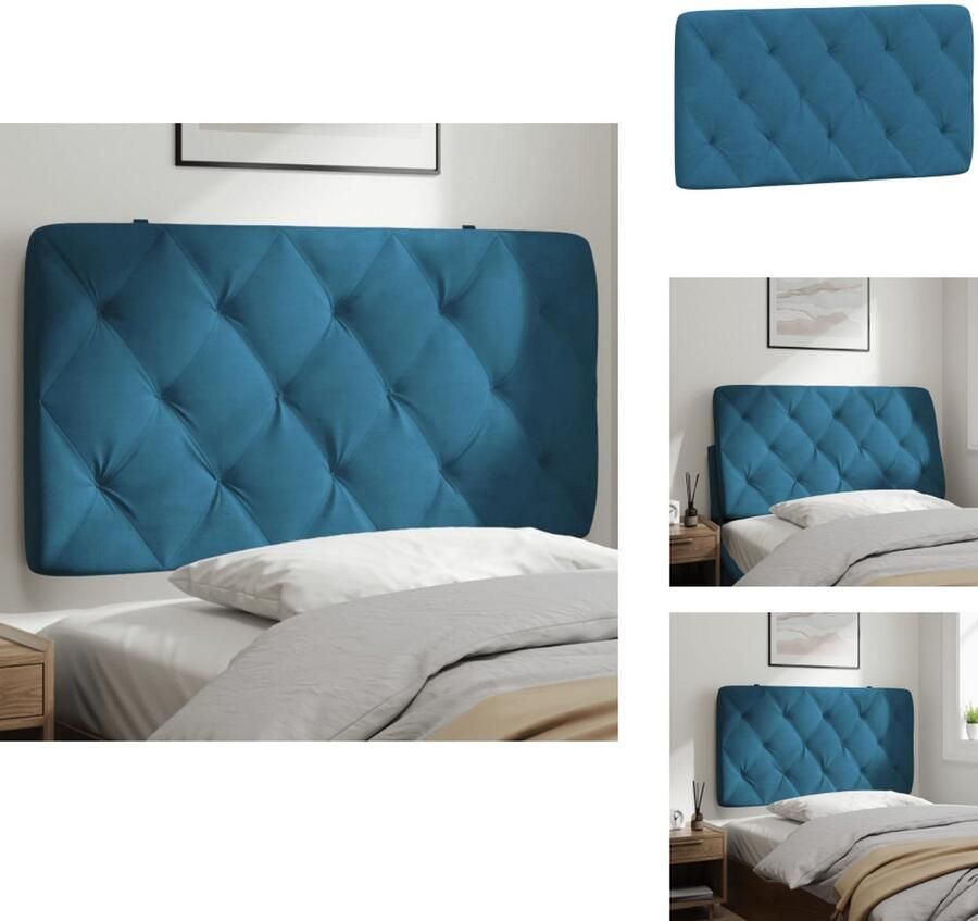 VidaXL Hoofdbordkussen Hoofdbordkussens Hoofdbord Kussen Hoofdeinde Kussen Hoofdbordkussen 100 cm fluweel blauw