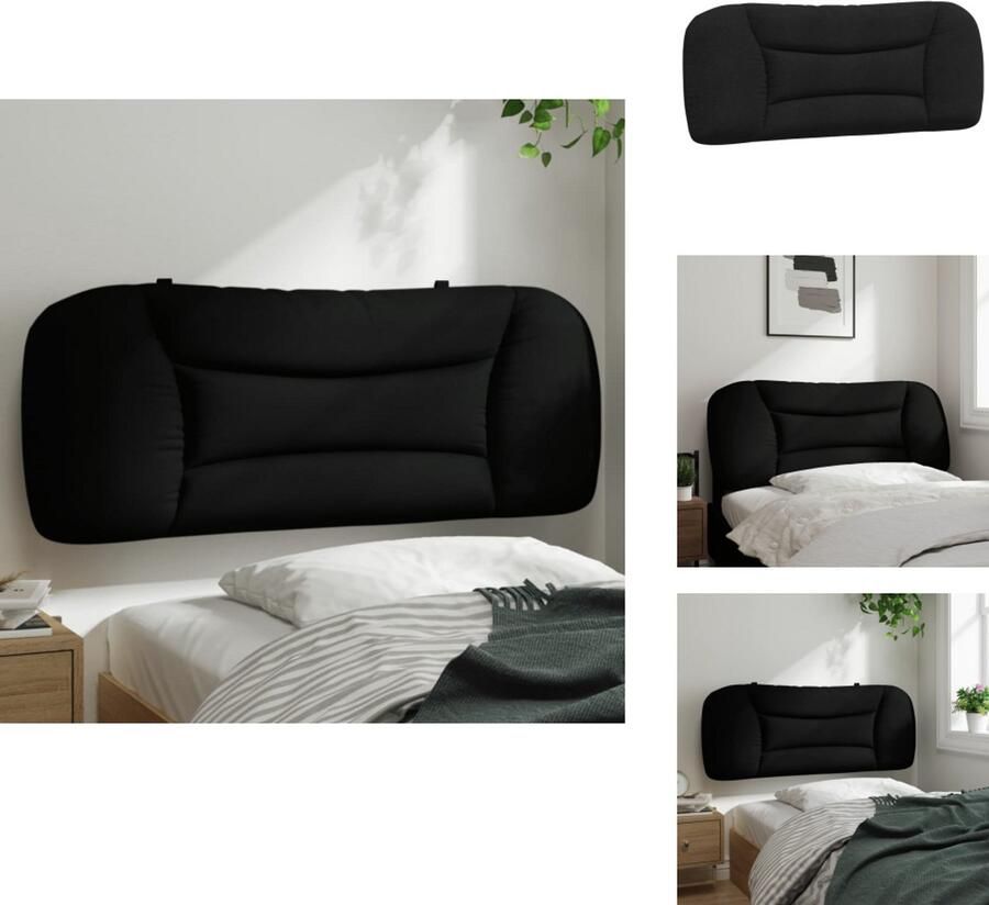 VidaXL Hoofdbordkussen Hoofdbordkussens Hoofdbord Kussen Hoofdeinde Kussen Hoofdbordkussen 100 cm stof zwart - Foto 2