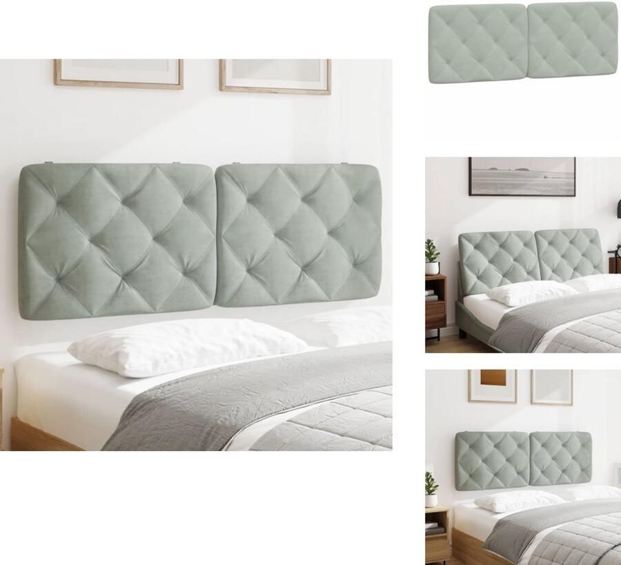 VidaXL Hoofdbordkussen Hoofdbordkussens Hoofdbord Kussen Hoofdeinde Kussen Hoofdbordkussen 120 cm fluweel lichtgrijs