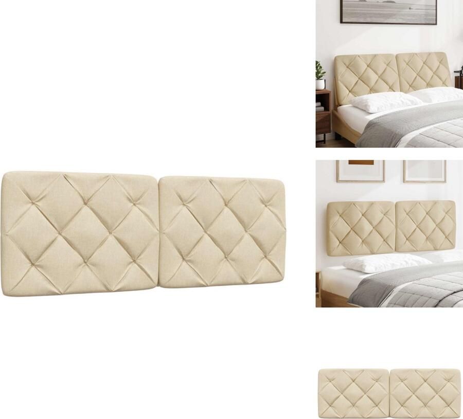 VidaXL Hoofdbordkussen Hoofdbordkussens Hoofdbord Kussen Hoofdeinde Kussen Hoofdbordkussen 120 cm stof crèmekleurig