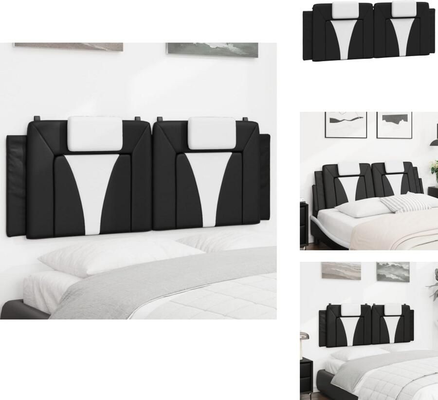VidaXL Hoofdbordkussen Hoofdbordkussens Hoofdbord Kussen Hoofdeinde Kussen Hoofdbordkussen 120 cm kunstleer zwart en wit