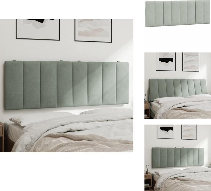 VidaXL Hoofdbordkussen Hoofdbordkussens Hoofdbord Kussen Hoofdeinde Kussen Hoofdbordkussen 120 cm fluweel lichtgrijs - Foto 2