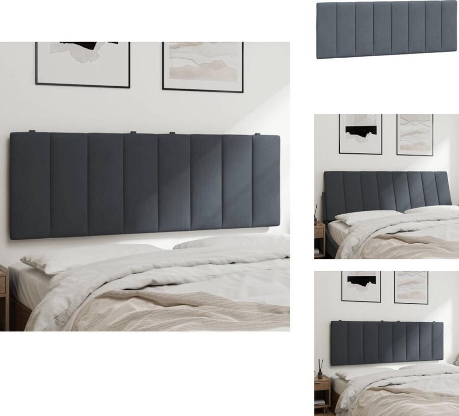 VidaXL Hoofdbordkussen Hoofdbordkussens Hoofdbord Kussen Hoofdeinde Kussen Hoofdbordkussen 120 cm fluweel donkergrijs