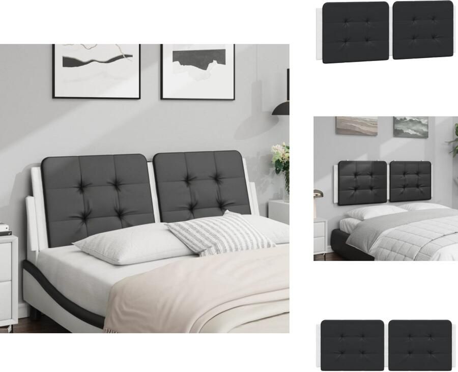 VidaXL Hoofdbordkussen Hoofdbordkussens Hoofdbord Kussen Hoofdeinde Kussen Hoofdbordkussen 120 cm kunstleer zwart en wit