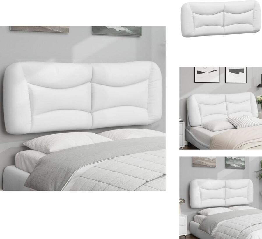 VidaXL Hoofdbordkussen Hoofdbordkussens Hoofdbord Kussen Hoofdeinde Kussen Hoofdbordkussen 120 cm kunstleer wit - Foto 3