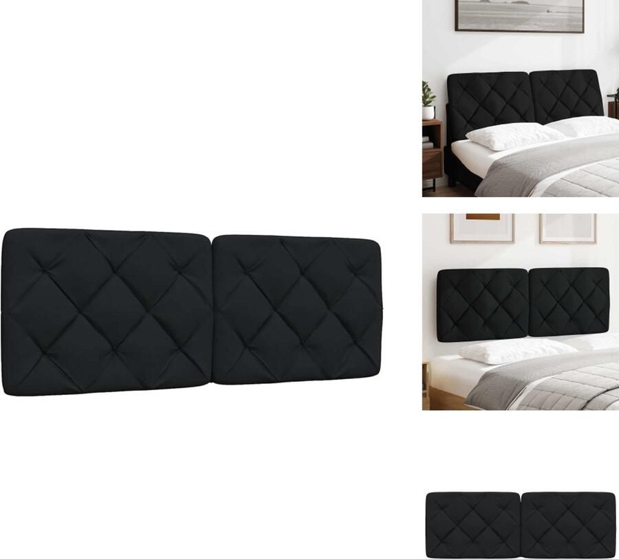 VidaXL Hoofdbordkussen Hoofdbordkussens Hoofdbord Kussen Hoofdeinde Kussen Hoofdbordkussen 120 cm stof zwart - Foto 2