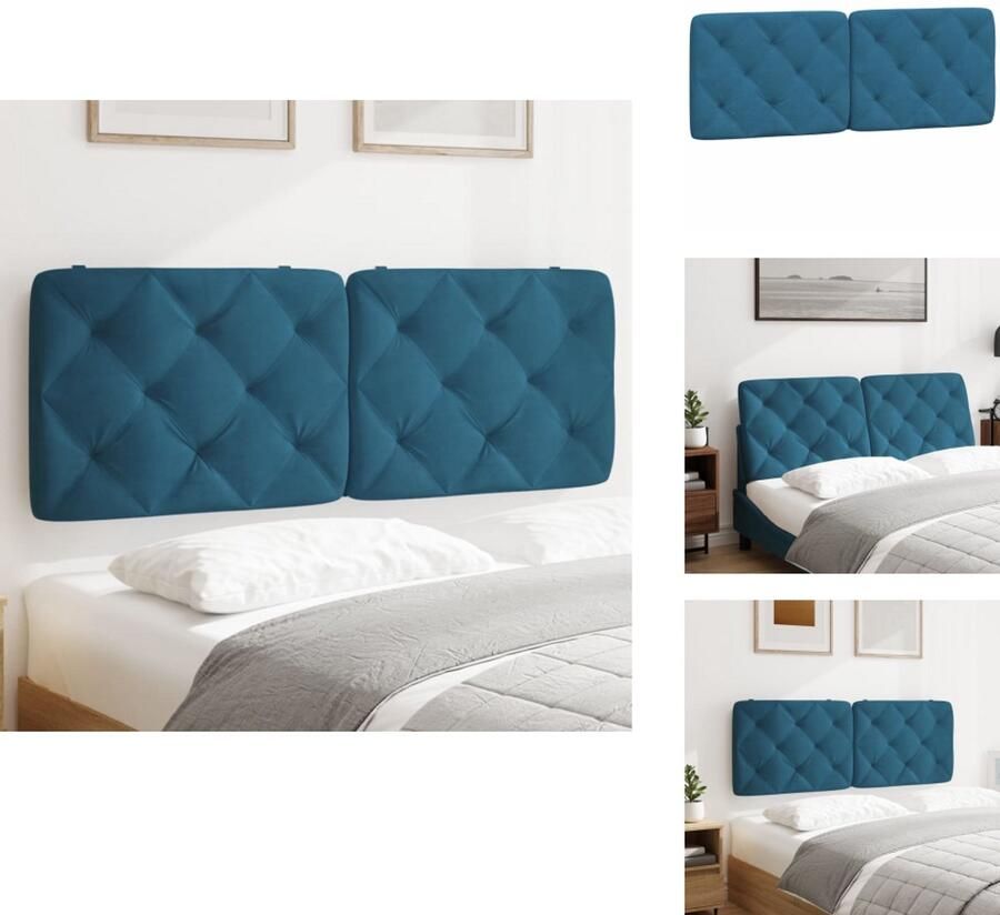 VidaXL Hoofdbordkussen Hoofdbordkussens Hoofdbord Kussen Hoofdeinde Kussen Hoofdbordkussen 120 cm fluweel blauw