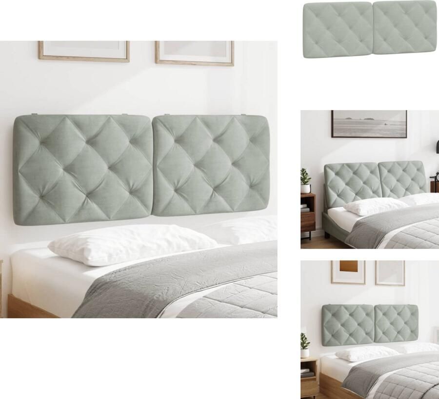 VidaXL Hoofdbordkussen Hoofdbordkussens Hoofdbord Kussen Hoofdeinde Kussen Hoofdbordkussen 140 cm velvet lichtgrijs