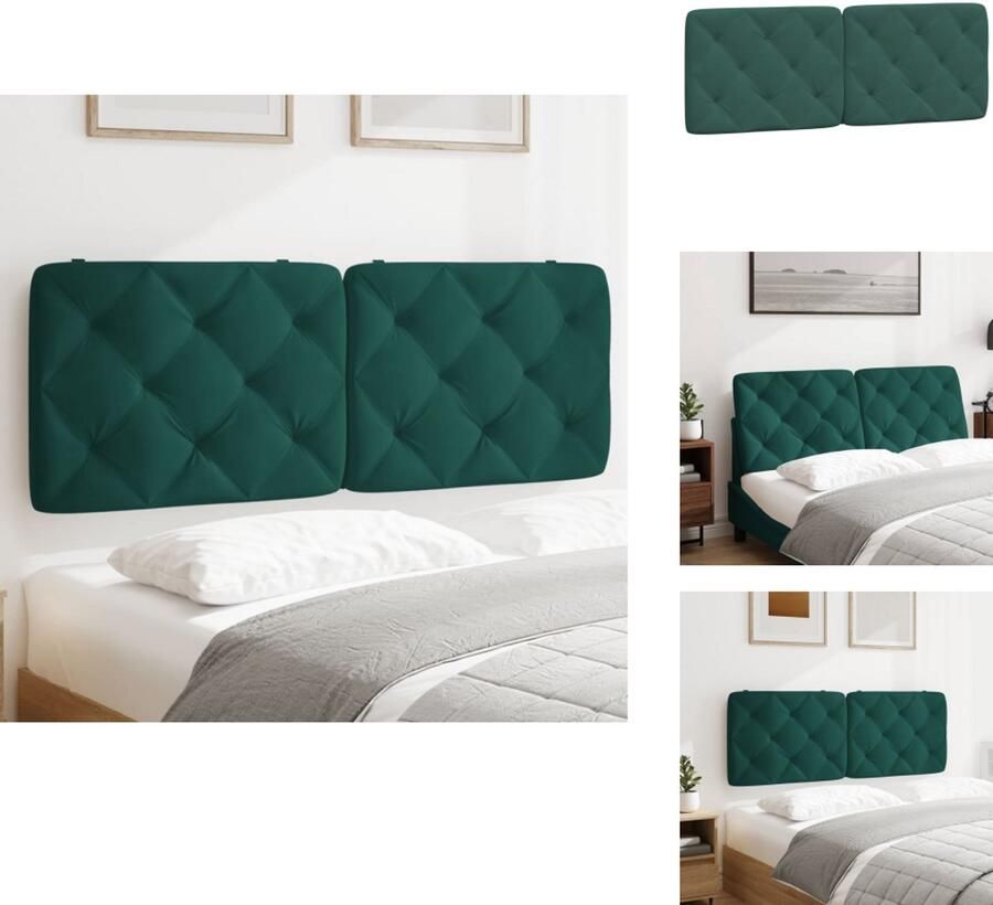 VidaXL Hoofdbordkussen Hoofdbordkussens Hoofdbord Kussen Hoofdeinde Kussen Hoofdbordkussen 140 cm fluweel donkergroen