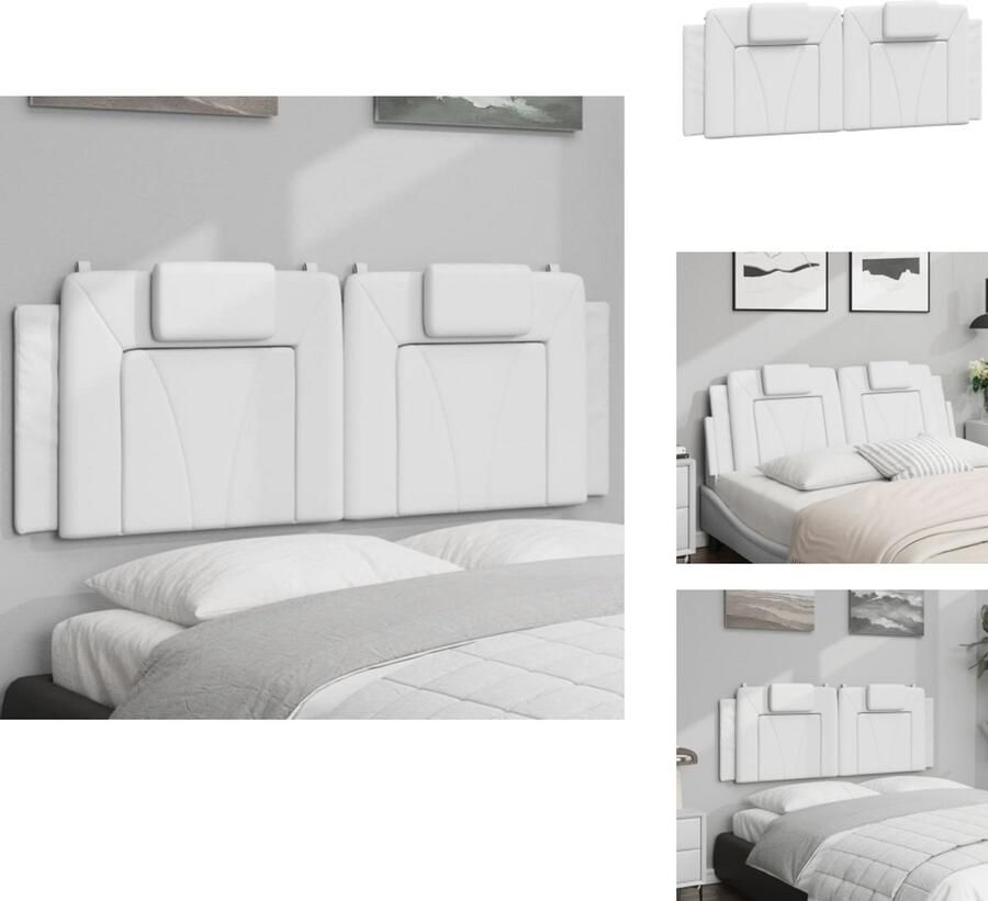 VidaXL Hoofdbordkussen Hoofdbordkussens Hoofdbord Kussen Hoofdeinde Kussen Hoofdbordkussen 140 cm kunstleer wit - Foto 2