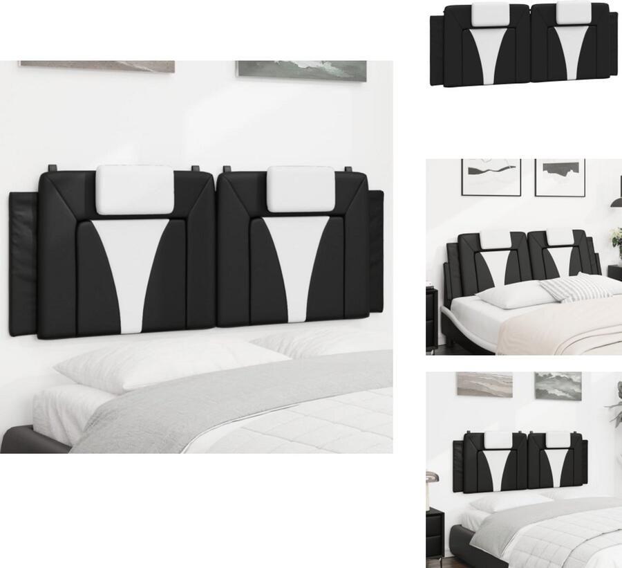 VidaXL Hoofdbordkussen Hoofdbordkussens Hoofdbord Kussen Hoofdeinde Kussen Hoofdbordkussen 140 cm kunstleer zwart en wit